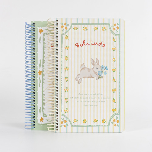 A5 Mini Spiral Notebook Cute Bunny Floral Pastel Journal