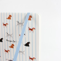 Blue Striped Puppy Hardcover Elastic Notebook | Supports Custom Text/Logo & Inner Page Format Customization