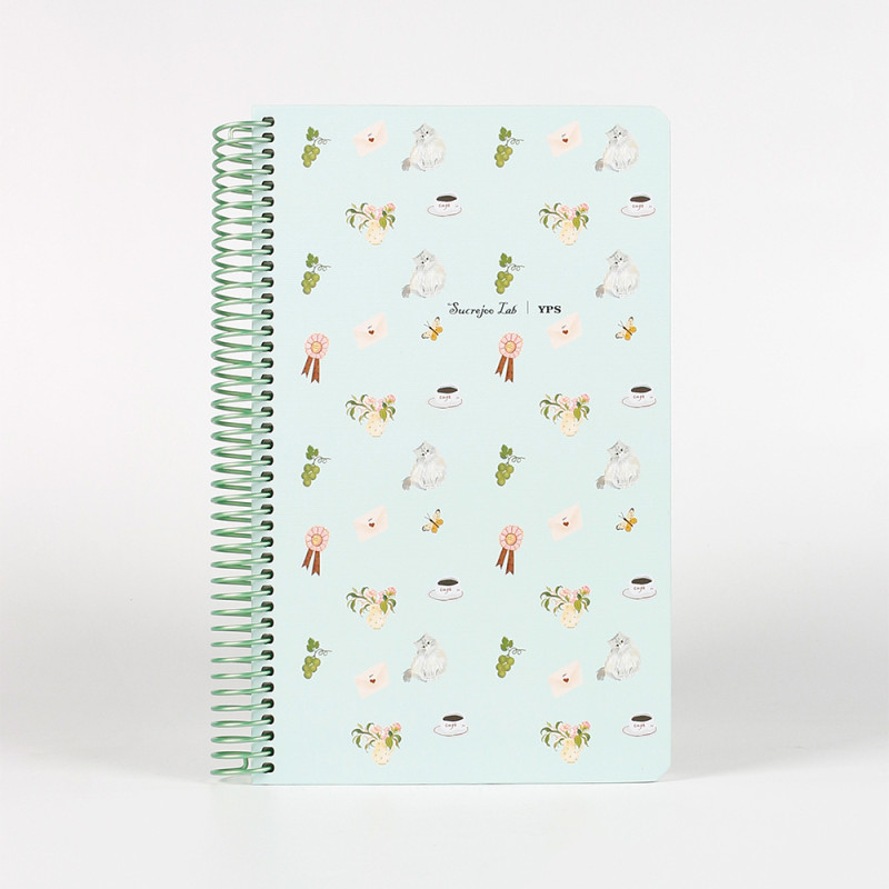 Cute A5 MINI Spiral Journal for Girls - Cat & Coffee Daily Planner Diary