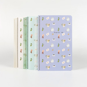 Cute A5 MINI Spiral Journal for Girls - Cat & Coffee Daily Planner Diary
