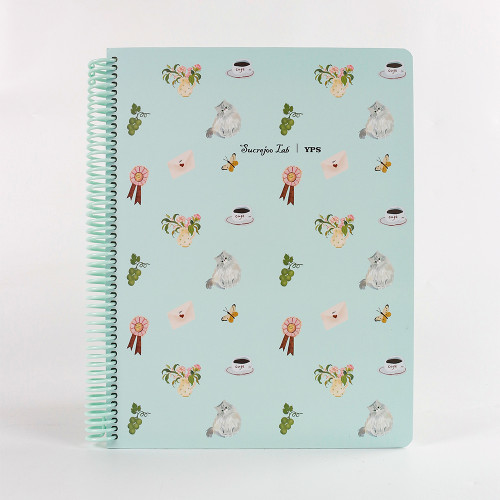 YPS A4 Kawaii Spiral Notebook Cute Cat Coffee Journal