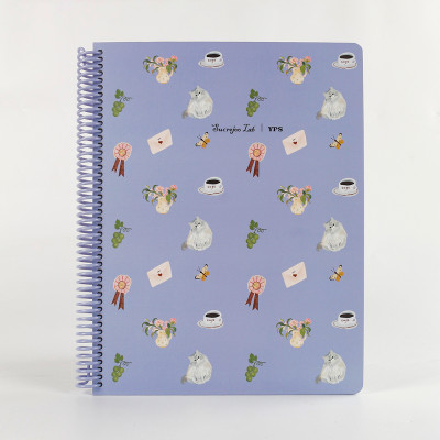 YPS A4 Spiral Notebook - Cute Cat & Coffee Pastel Journal