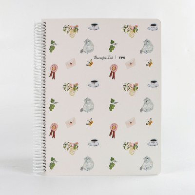 YPS A4 Kawaii Spiral Notebook Cute Cat Coffee Journal
