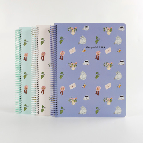 YPS A4 Kawaii Spiral Notebook Cute Cat Coffee Journal