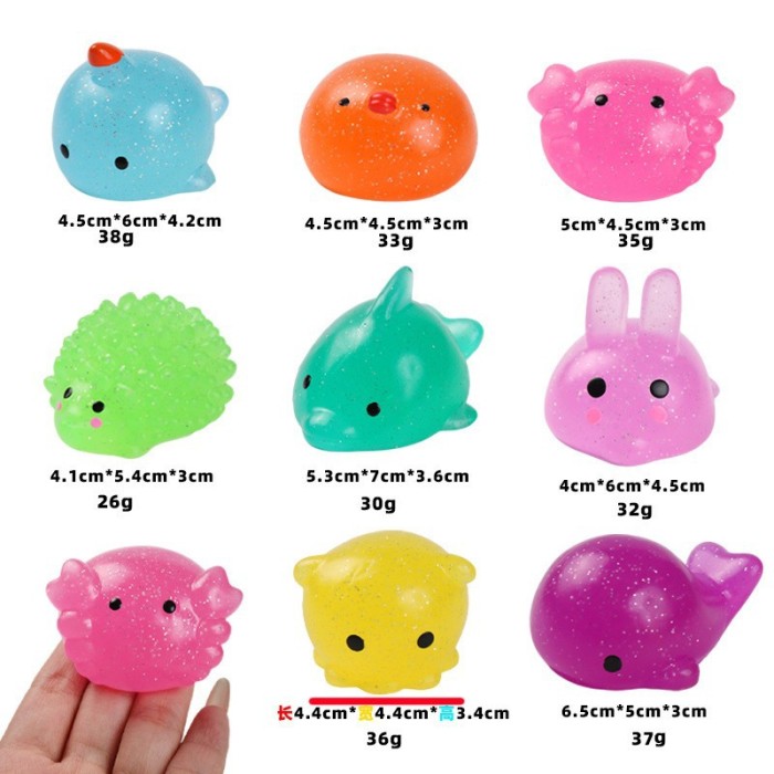 Mochi Marine animal Squishy Toys Mini Kawaii Fidget Toys Gift for Easter Basket Stuffers Egg Fillers