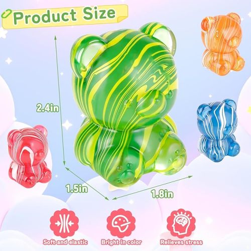 Bear-shaped stress relief toy textured maltose venting toy for kids party birthday holiday gift