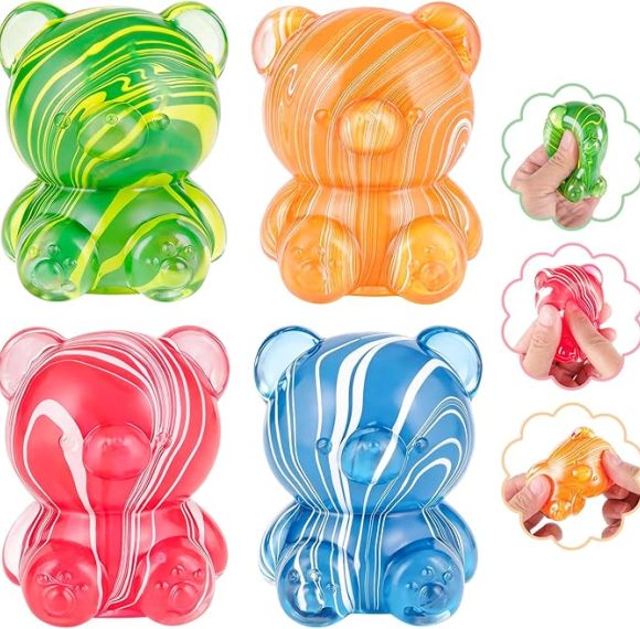 Bear-shaped stress relief toy textured maltose venting toy for kids party birthday holiday gift