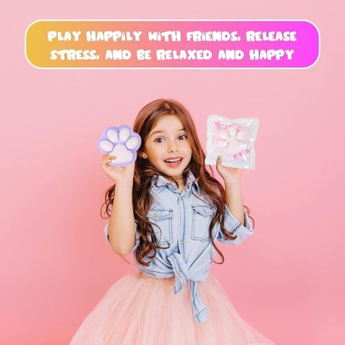 Cat Paw Squeeze Toy | Soft Stress Relief Toy | Cute Squishy Sensory Toys |  Party Favor Stress Reliever