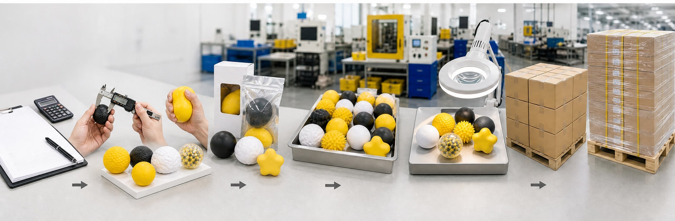 Bulk stress balls sourcing process from sampling to production, inspection and shipment