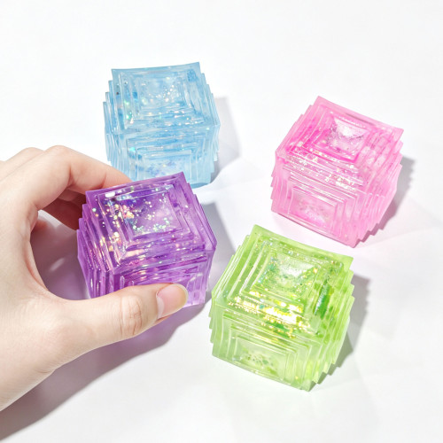 Glitter Multi‑Layer Cube Squishy | Stresss ball toys|Stress relief toys