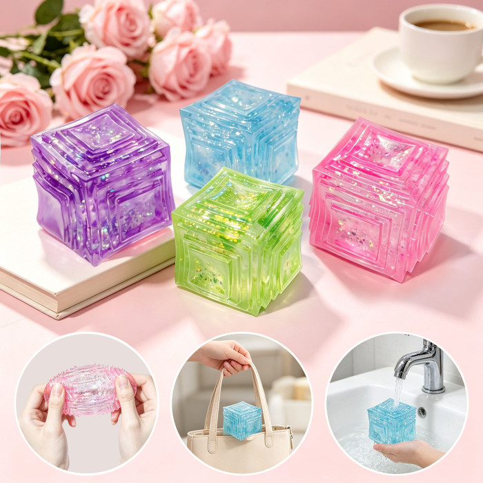 Glitter Multi‑Layer Cube Squishy | Stresss ball toys|stress relief toys