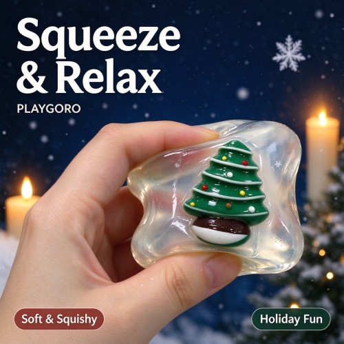 Christmas TPR Cube Squishy, Glitter Fidget Sensory Toys