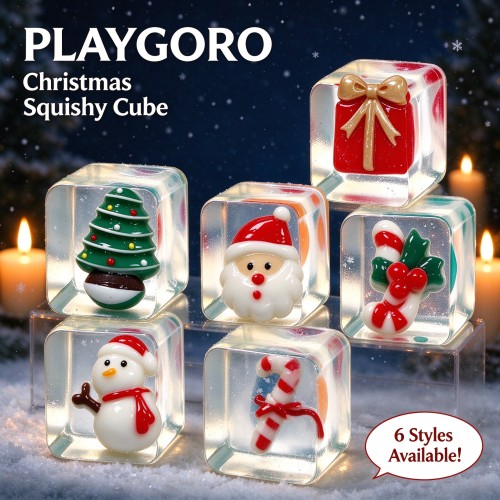 Christmas TPR Cube Squishy, Glitter Fidget Sensory Toys