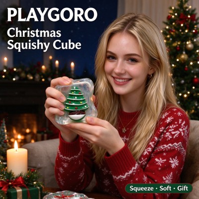 Christmas TPR Cube Squishy, Glitter Fidget Sensory Toys