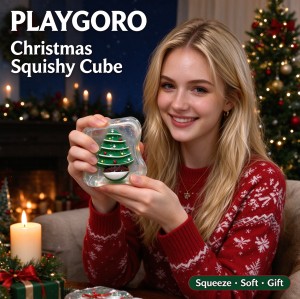 Christmas TPR Cube Squishy, Glitter Fidget Sensory Toys