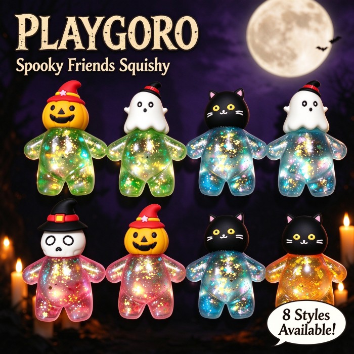 Halloween Glitter Figure Squishies, TPR Stress Relief Fidget Toys