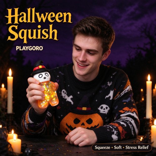 Halloween Glitter Figure Squishies, TPR Stress Relief Fidget Toys