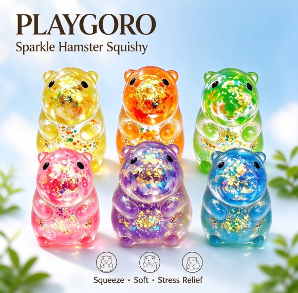 Cute Capybara Maltose Squishy, Glitter Stress Relief Squeeze Toy