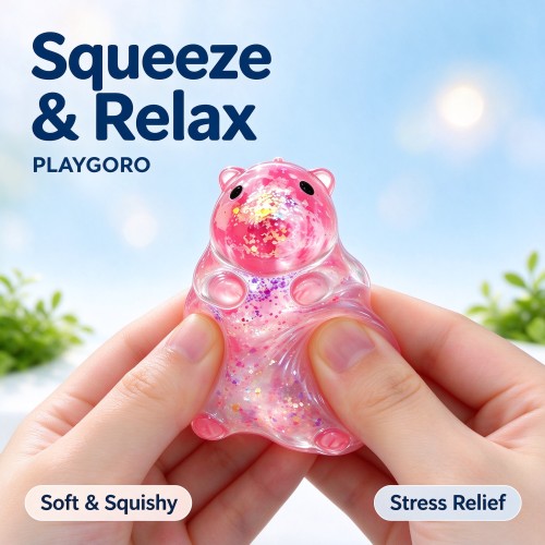 Cute Capybara Maltose Squishy, Glitter Stress Relief Squeeze Toy