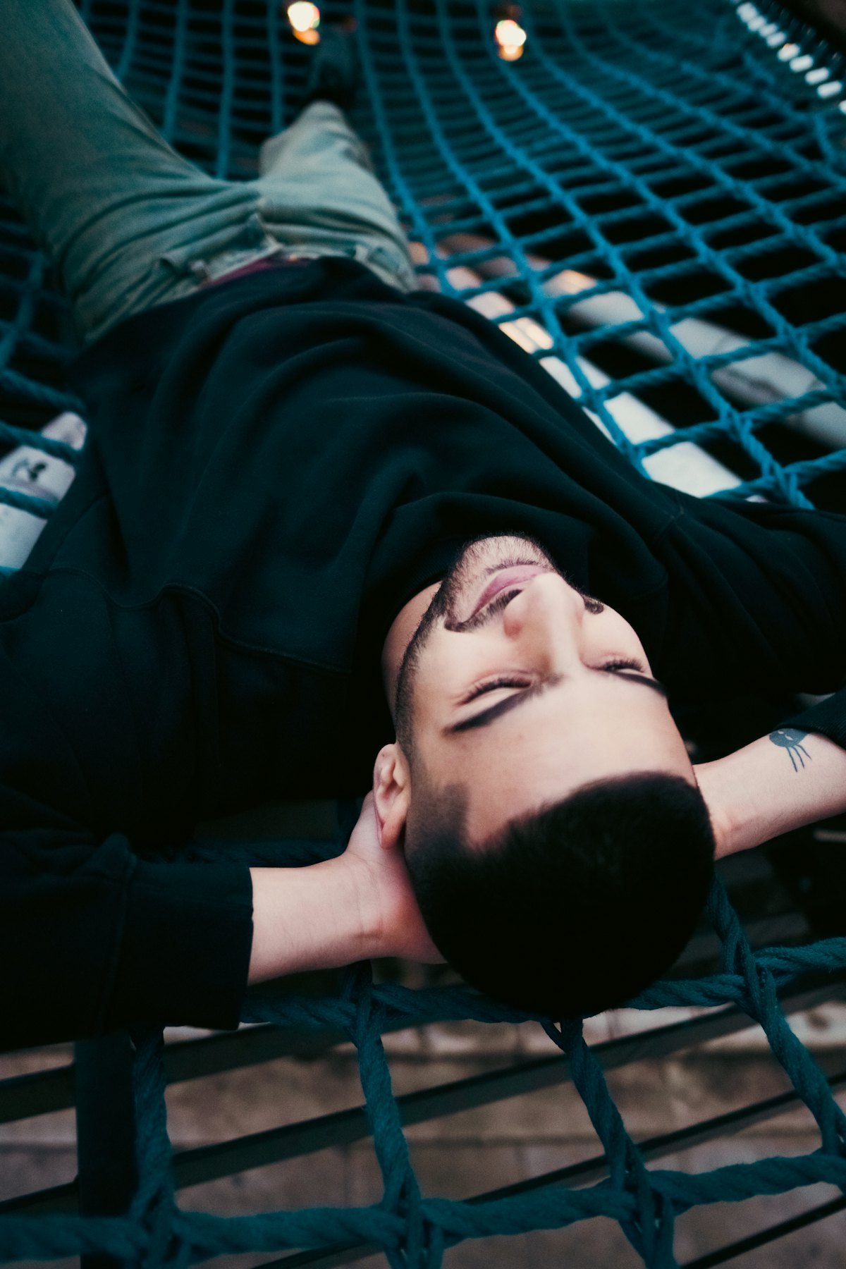 A young person relaxing and unwinding