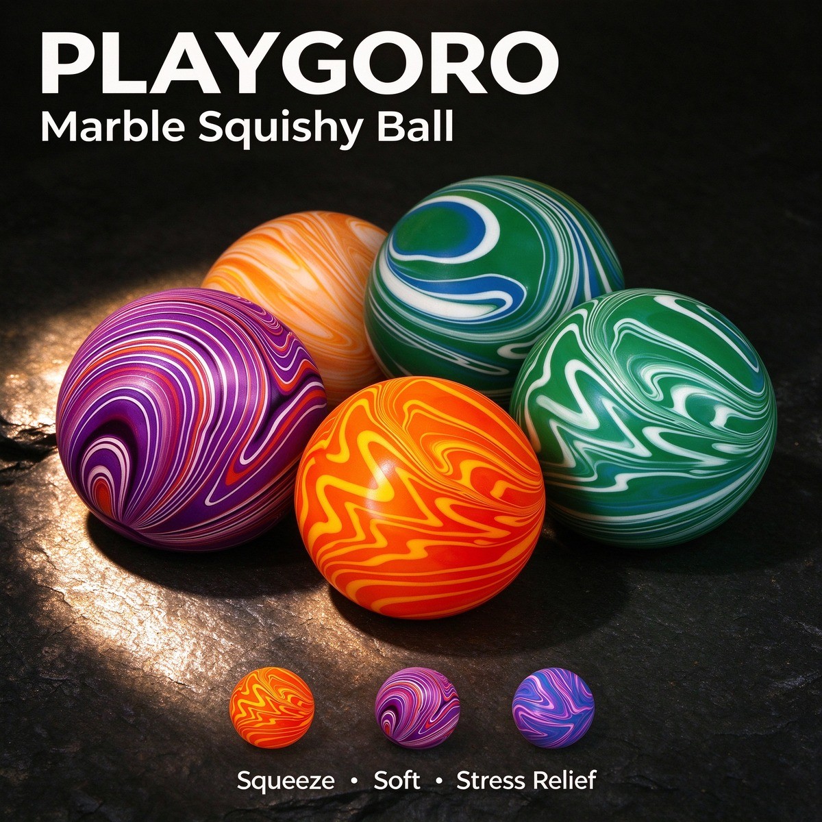 PLAYGORO Marble Swirl Squishy Ball four colors