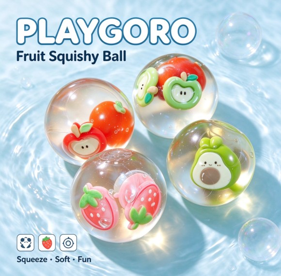 PLAYGORO Fruit Squishy Ball - Clear Maltose Stress Relief Toy