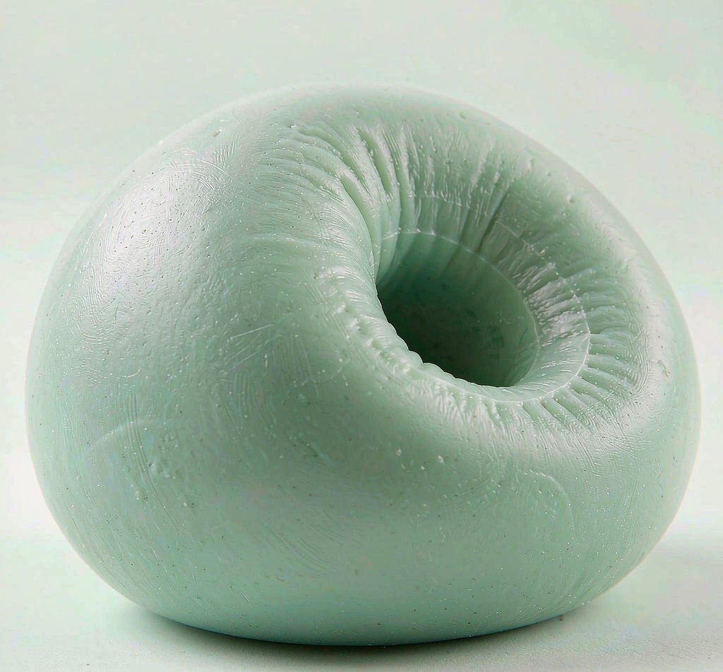 Macro of a squishy showing a finger-press indentation slowly returning to shape