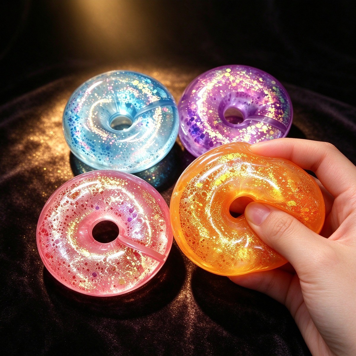PLAYGORO Maltose Gold Powder Donut squishy four candy colors