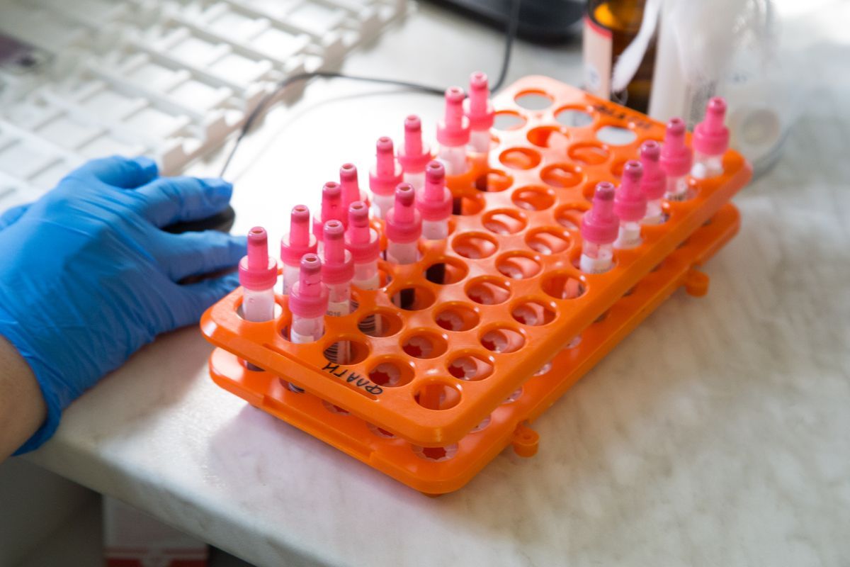 Technicians analyzing toy samples item by item