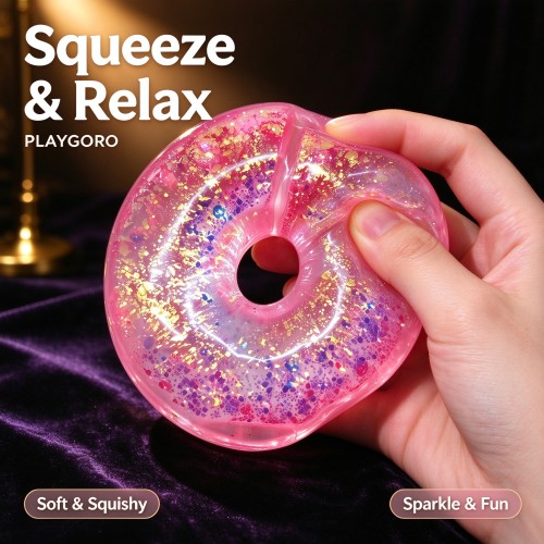 PLAYGORO Maltose Gold-Powder Donut Squishy - 4-Color Stress Relief Toy