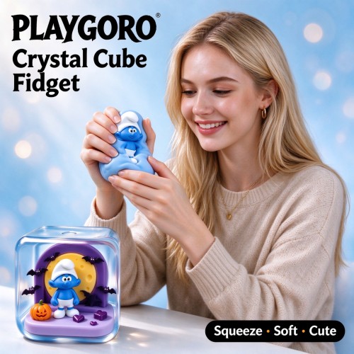 PLAYGORO Maltose Crystal Diorama Cube - Book / Gift / Snowman Scene Squishy