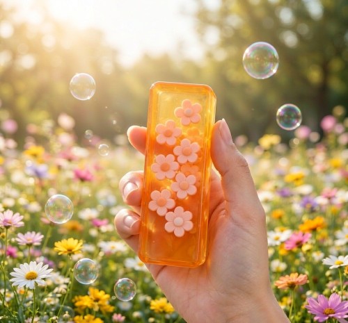 PLAYGORO Flower Garden Strip Squishy - Transparent Daisy Stress Relief Toy