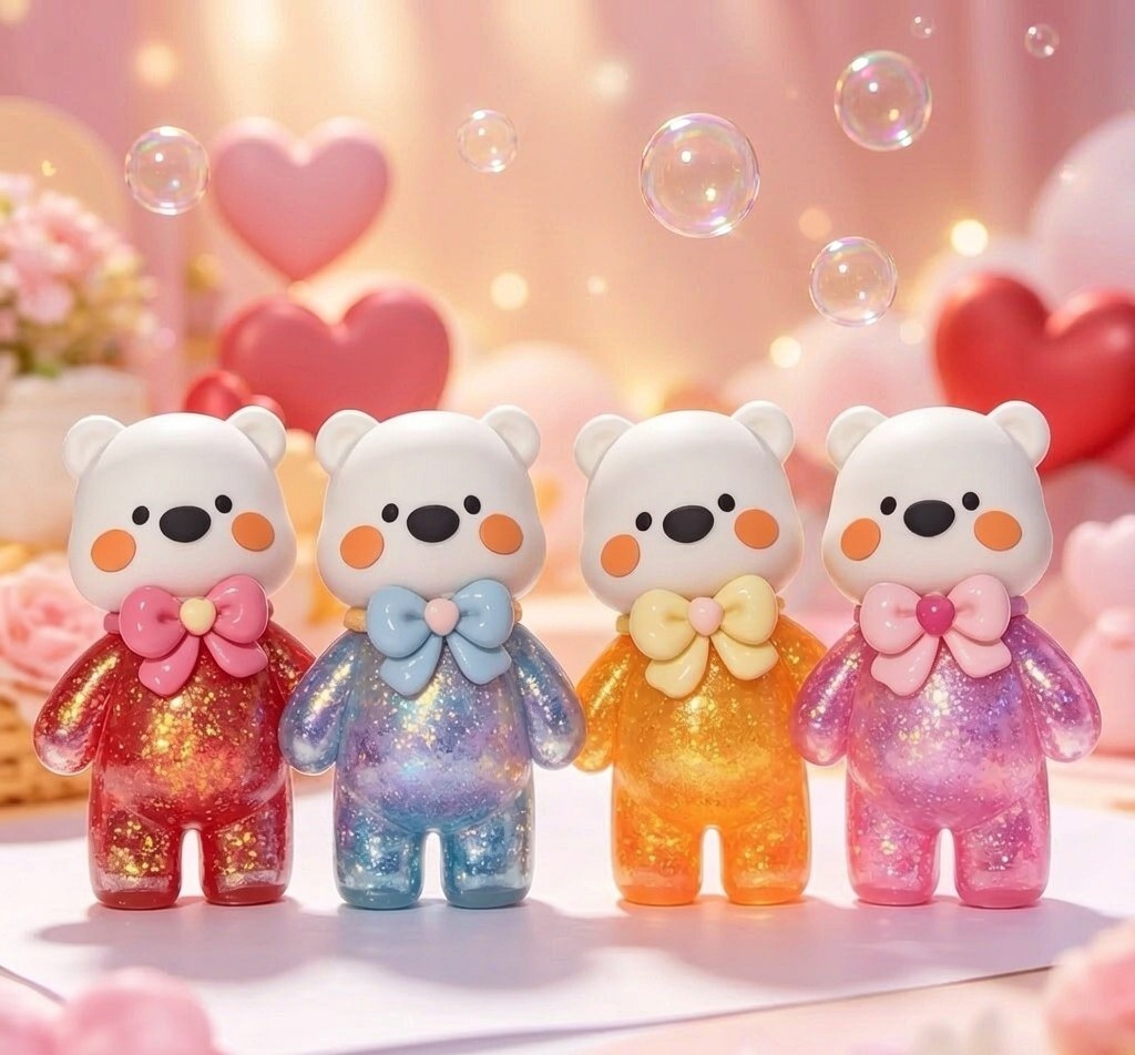 PLAYGORO Valentine Glitter Bear Squishy four colors