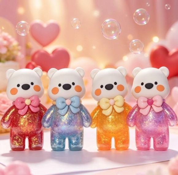 PLAYGORO Valentine Glitter Bear Squishy - 4-Color Slow-Rise Stress Toy