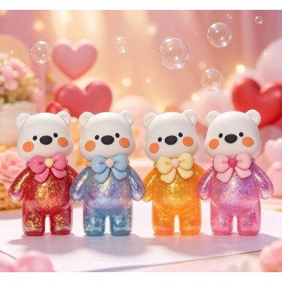 PLAYGORO Valentine Glitter Bear Squishy - 4-Color Slow-Rise Stress Toy