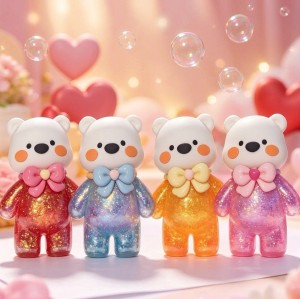 PLAYGORO Valentine Glitter Bear Squishy - 4-Color Slow-Rise Stress Toy