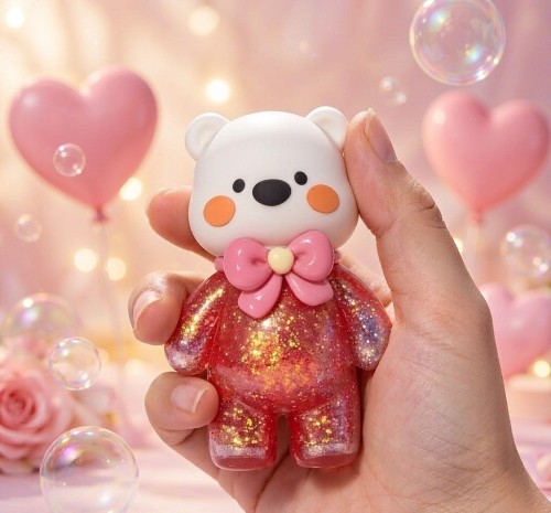 PLAYGORO Valentine Glitter Bear Squishy - 4-Color Slow-Rise Stress Toy