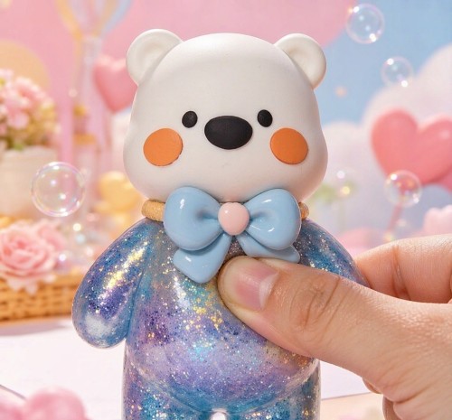 PLAYGORO Valentine Glitter Bear Squishy - 4-Color Slow-Rise Stress Toy