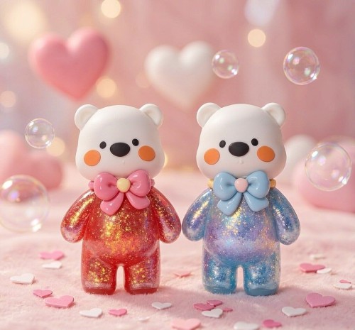 PLAYGORO Valentine Glitter Bear Squishy - 4-Color Slow-Rise Stress Toy