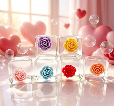 PLAYGORO Valentine Rose Cube Squishy - 6-Color Transparent Stress Toy