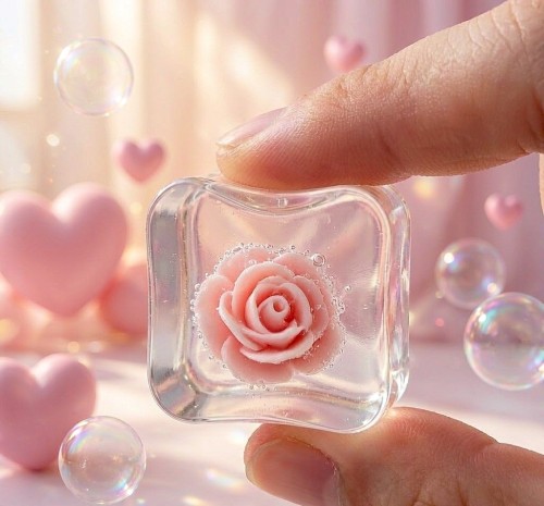 PLAYGORO Valentine Rose Cube Squishy - 6-Color Transparent Stress Toy