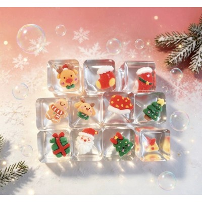 PLAYGORO Christmas Ice Cube Squishy - 12-Design Transparent Holiday Toy