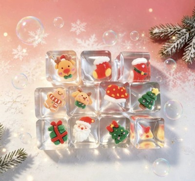 PLAYGORO Christmas Ice Cube Squishy - 12-Design Transparent Holiday Toy