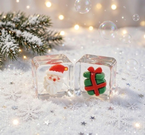 PLAYGORO Christmas Ice Cube Squishy - 12-Design Transparent Holiday Toy
