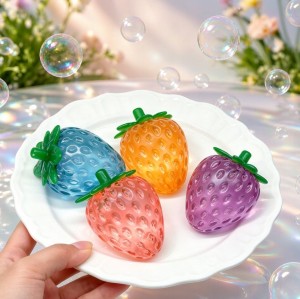 PLAYGORO Glitter Strawberry Squishy - 4-Color Transparent Stress Toy