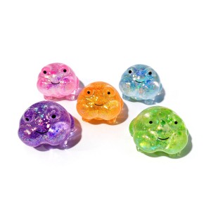 Glitter TPR Frog Squishy, Maltose Slow-Rise Squeeze Fidget Toys