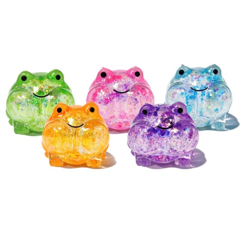 Glitter TPR Frog Squishy, Maltose Slow-Rise Squeeze Fidget Toys