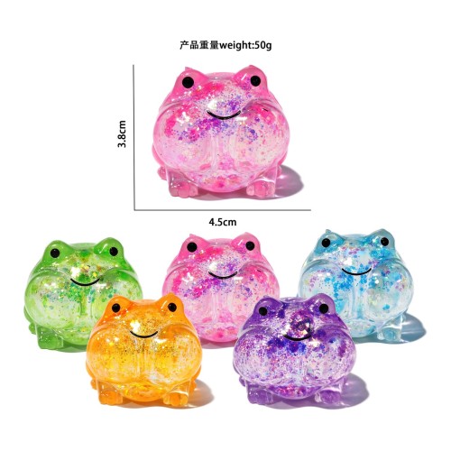 Glitter TPR Frog Squishy, Maltose Slow-Rise Squeeze Fidget Toys