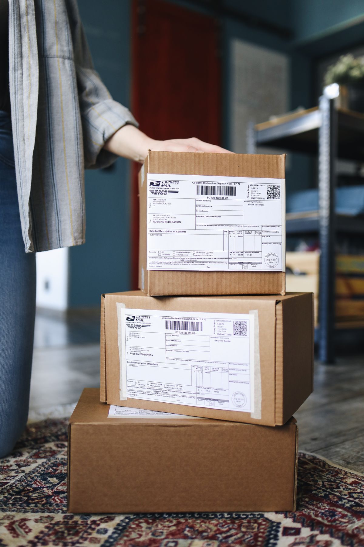 Cross-border parcels bearing international shipping labels