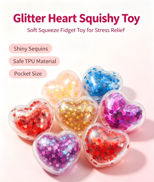 Heart Sequins Fidget Squeeze Toy|Stress ball toys|stress relief toys